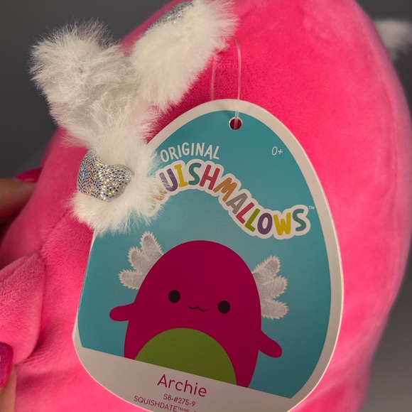 Squishmallows Archie the Axolotl Black Light Editon 8" Stuffed Plush - Picture 4 of 6